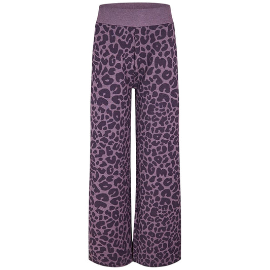 Dark Purple - Front - Boss Womens-Ladies Leopard Print Wide Leg Lounge Pants