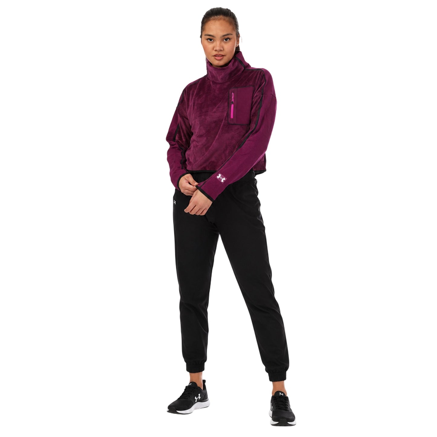 Purple - Lifestyle - Under Armour Womens-Ladies Velour Fleece Top