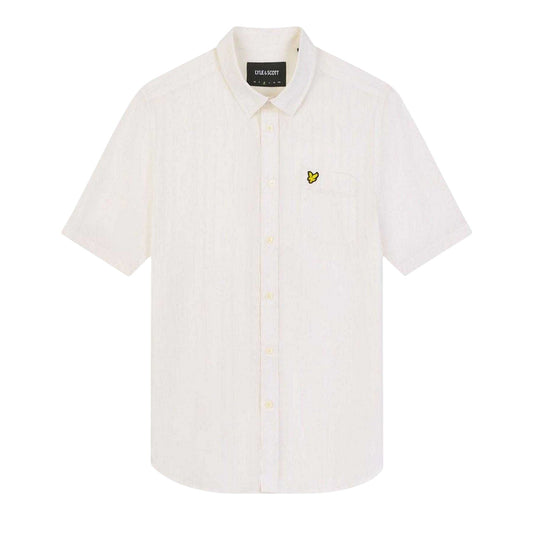 White - Front - Lyle & Scott Mens Textured Stripe Regular Shirt