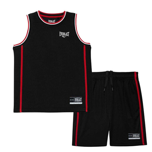 Black-Red - Front - Everlast Childrens-Kids Polyester Top & Bottom Set Set