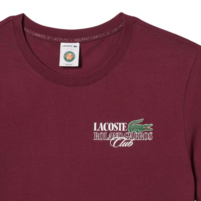 Red - Back - Lacoste Mens Roland Garro Edition Cotton Tennis T-Shirt