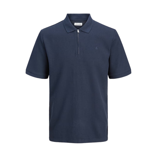 Navy Blazer - Front - Jack And Jones Mens Half Zip Plus Polo Shirt