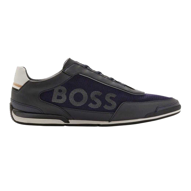 Dark Blue - Side - Boss Mens Saturn Slip-on Trainers