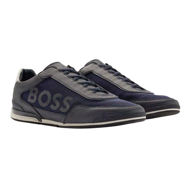 Dark Blue - Front - Boss Mens Saturn Slip-on Trainers