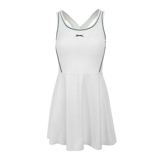 White-Forest Green - Front - Slazenger Womens-Ladies Flared Scoop Neck T-Shirt Dress