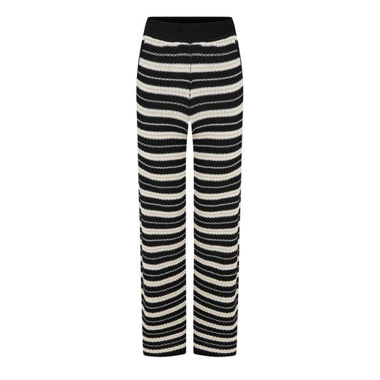 Carbon - Front - Jack Wills Womens-Ladies Knitted Striped Wide Leg Trousers