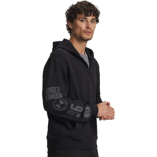 Black - Front - Under Armour Mens Rival Graphic Print Full Zip Hoodie