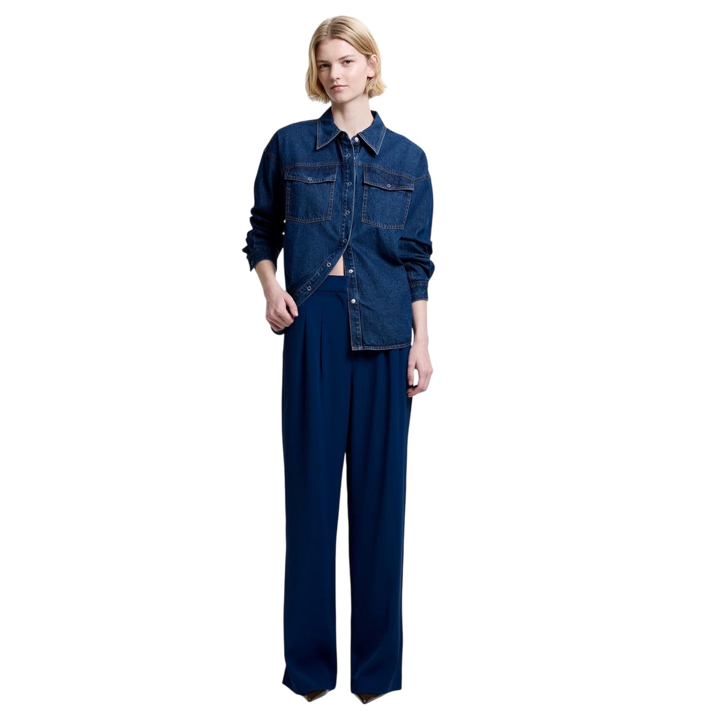 Midnight Blue - Lifestyle - French Connection Womens-Ladies Harry Pleated Wide Leg Suit Trousers
