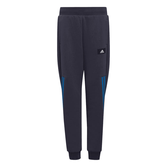 Navy - Front - Adidas Childrens-Kids Future Icons 3 Stripes Tapered Leg Jogging Bottoms