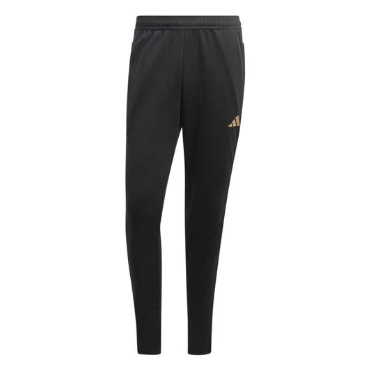 Black - Front - Adidas Unisex Adult Gold Logo Tapered Tracksuit Bottoms