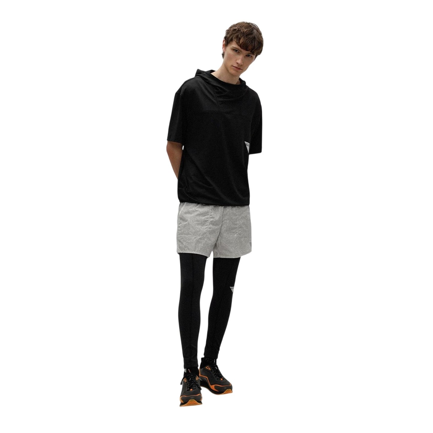 Black - Side - Hugo Mens Deeflaty Running Tights