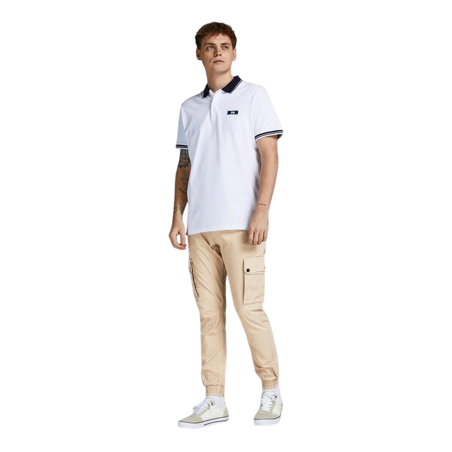 White Pepper - Side - Jack And Jones Mens Cuffed Cargo Trousers
