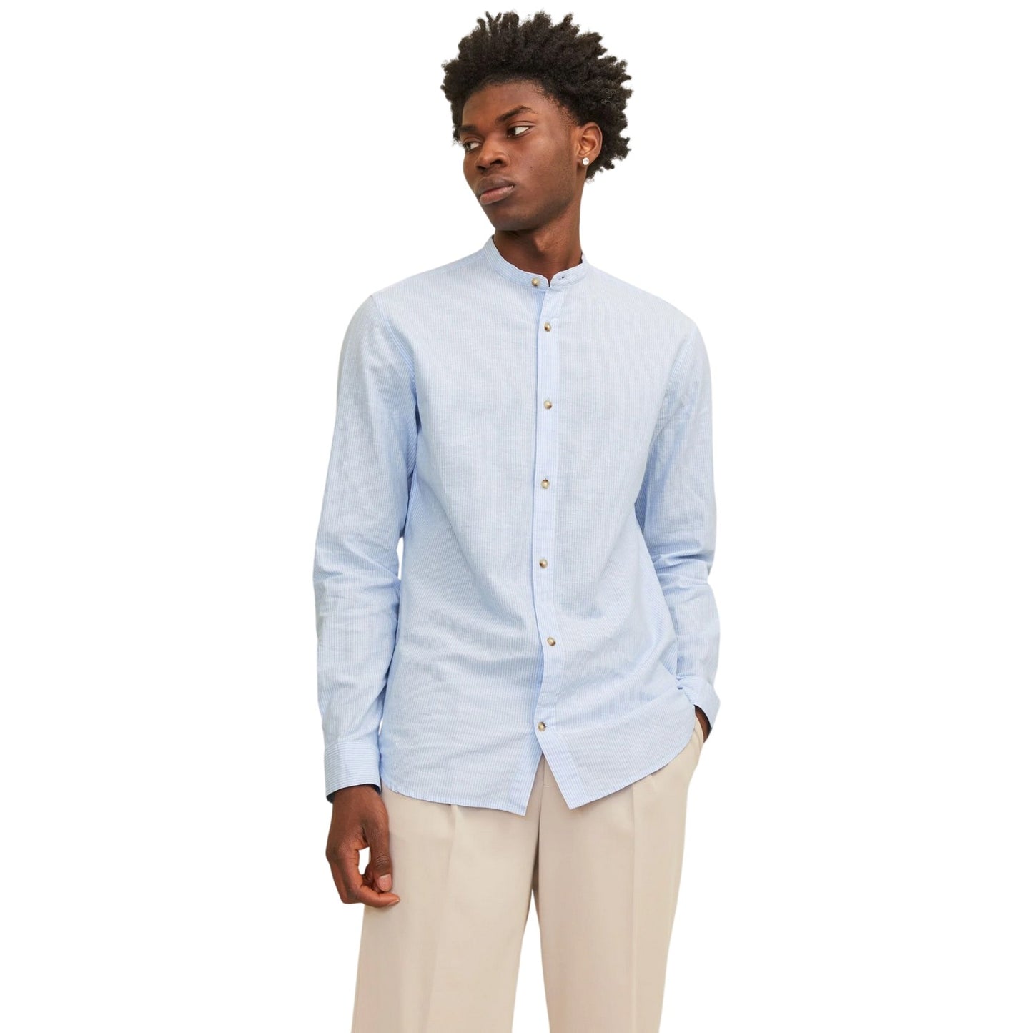 Sea Blue - Side - Jack And Jones Mens Regular Long-Sleeved Shirt