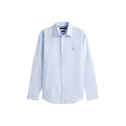 Sweet Blue - Front - Tommy Hilfiger Mens Logo Poplin Long-Sleeved Shirt