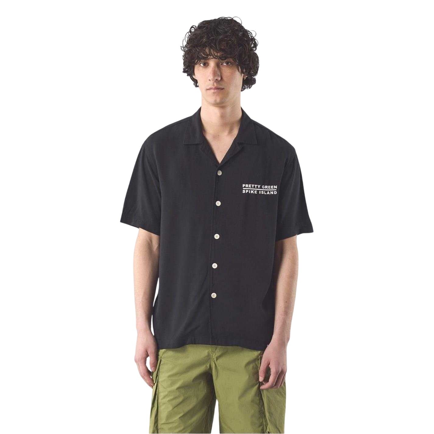 Black - Lifestyle - Pretty Green Mens Spike Island Short-Sleeved Shirt
