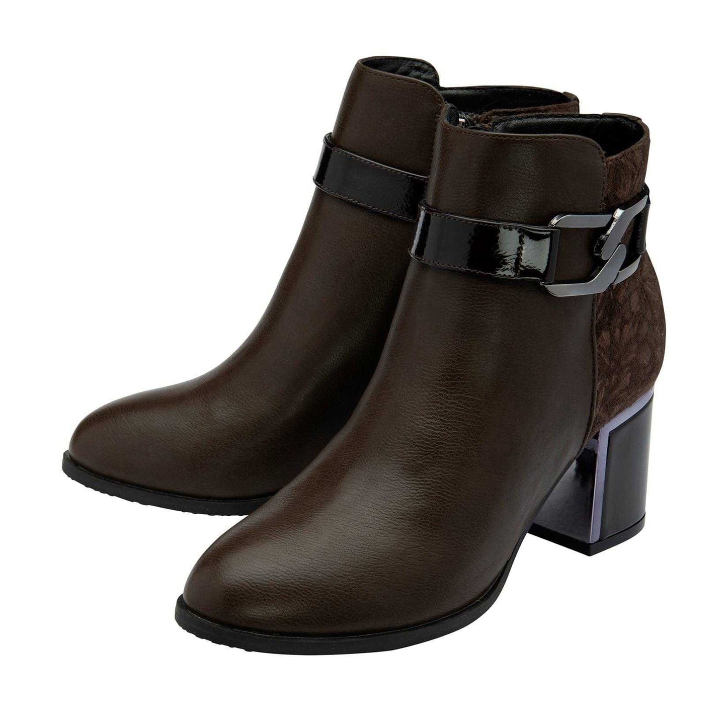 Brown - Side - Lotus Shoes Womens-Ladies Adelaide Leather Block Heel Ankle Boots
