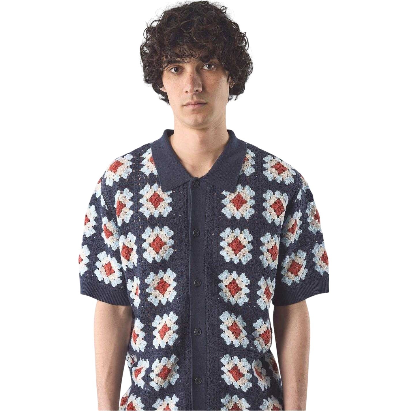 Navy - Lifestyle - Pretty Green Mens Timperley Geometric Crochet Tailored Shirt