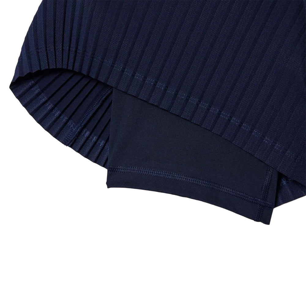 Blue - Close up - Lacoste Womens-Ladies Lined Pleated Tennis Shorts