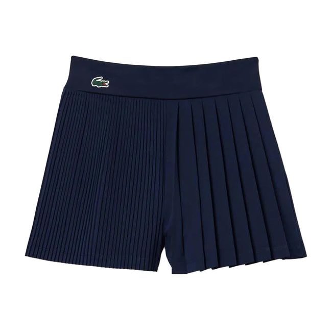 Blue - Front - Lacoste Womens-Ladies Lined Pleated Tennis Shorts