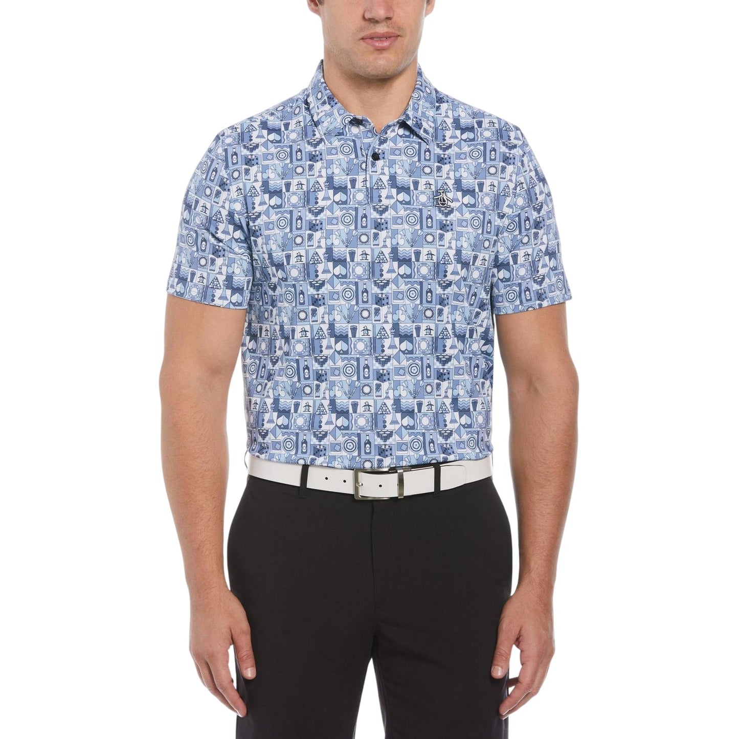Black Iris - Side - Original Penguin Mens Novelty Short-Sleeved Golf Shirt