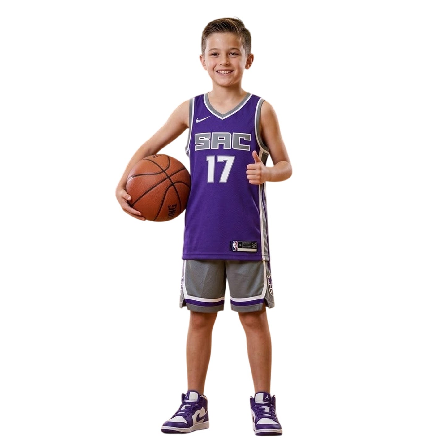 Purple - Side - Sacramento Kings Childrens-Kids Schroder #17 Basketball Jersey
