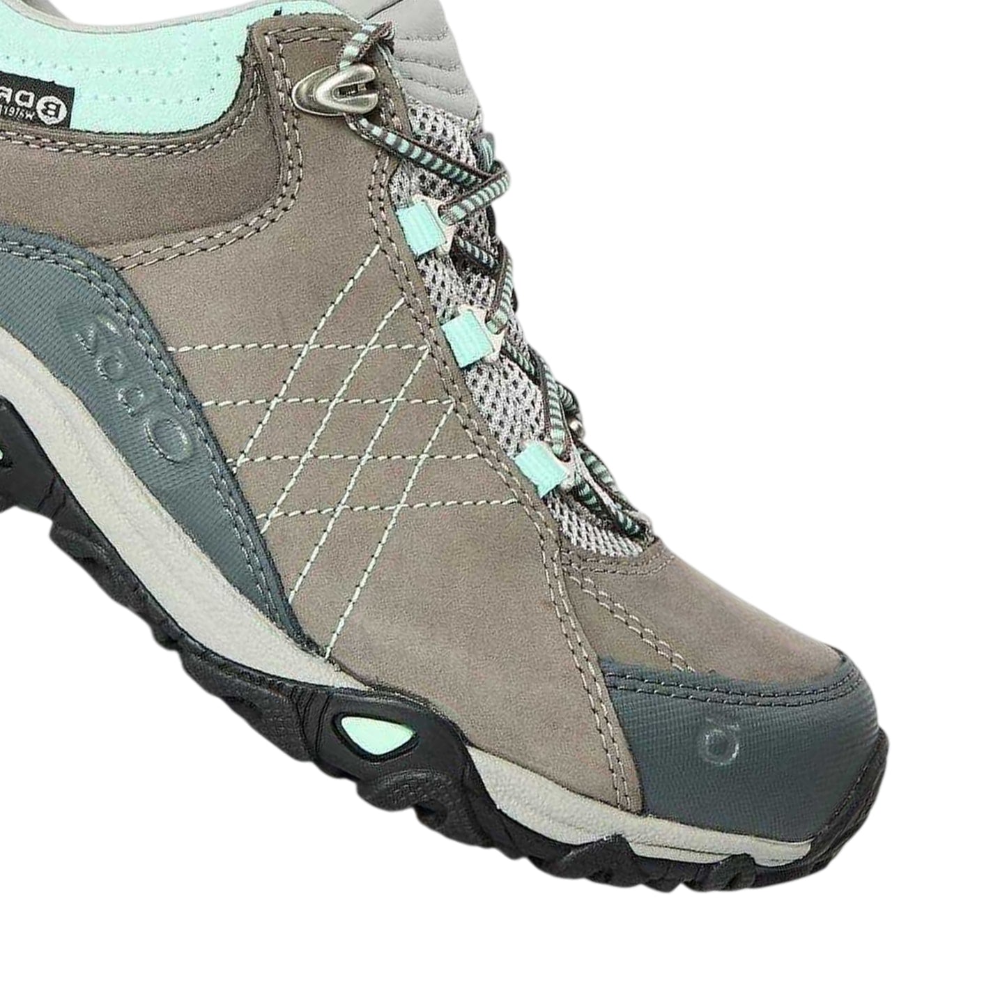 Grey-Beach - Side - Oboz Childrens-Kids Leather Waterproof Hiking Shoes
