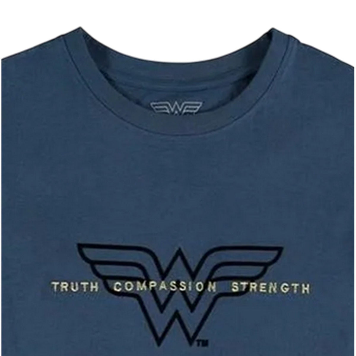Blue - Side - Wonder Woman Unisex Adult Truth Compassion Strength T-Shirt
