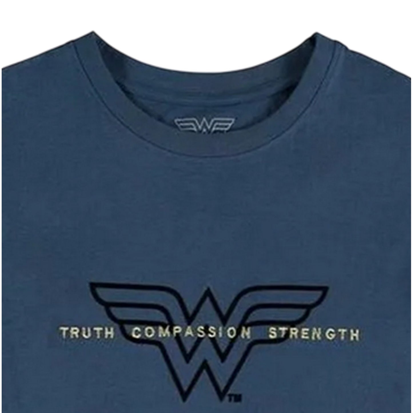 Blue - Side - Wonder Woman Unisex Adult Truth Compassion Strength T-Shirt