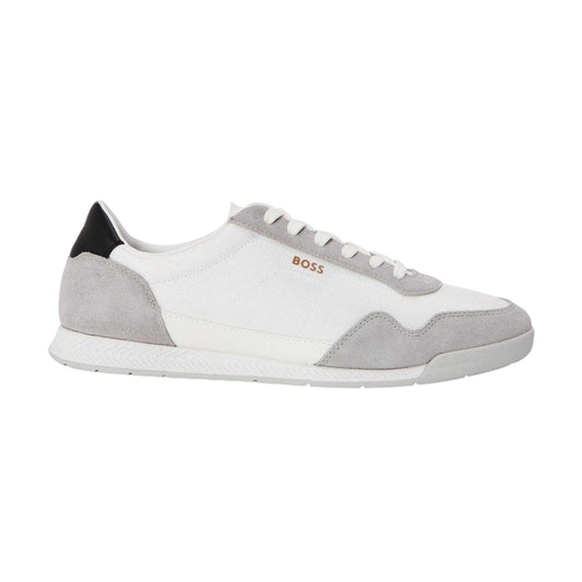 White - Front - Boss Mens Titanium SL Suede Trainers