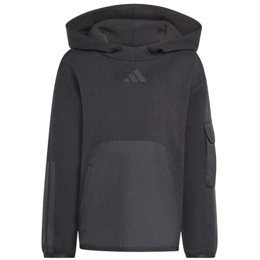 Black - Front - Adidas Childrens-Kids Utility Hoodie