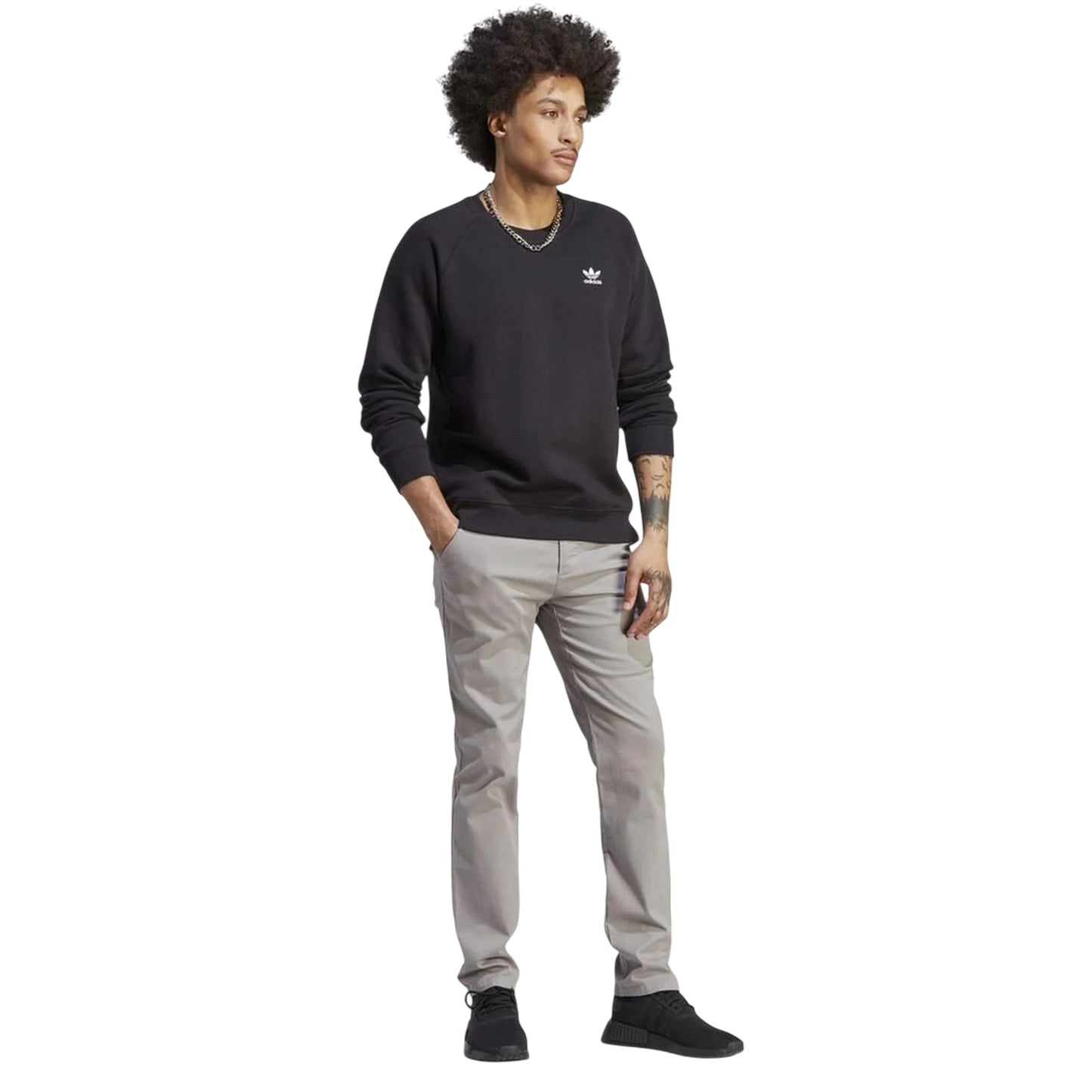 Black - Lifestyle - Adidas Mens Essential Crew Neck Sweatshirt