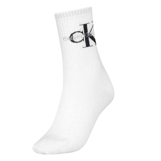 White - Front - Calvin Klein Womens-Ladies Logo Crew Socks