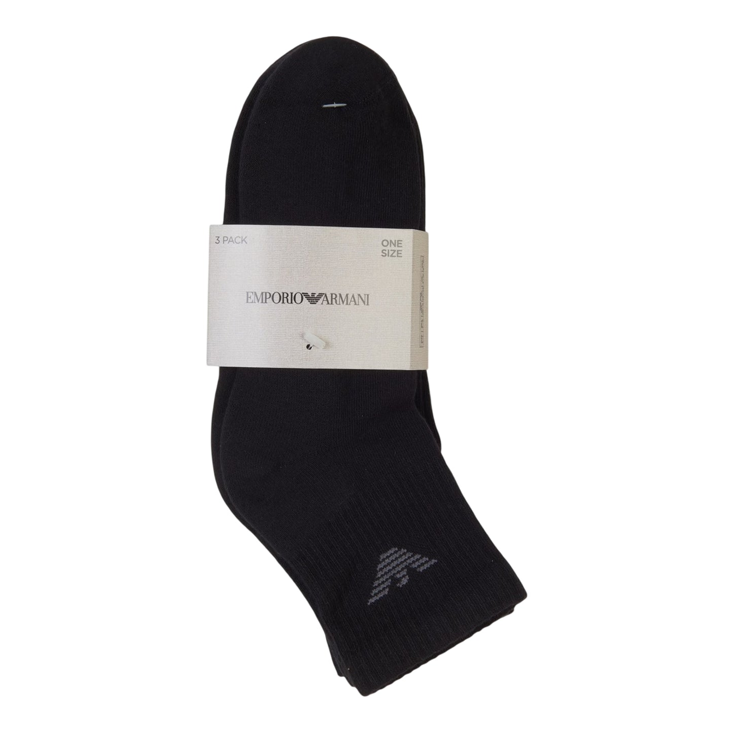 Black - Side - Emporio Armani Mens Logo Trainer Socks (Pack of 3)