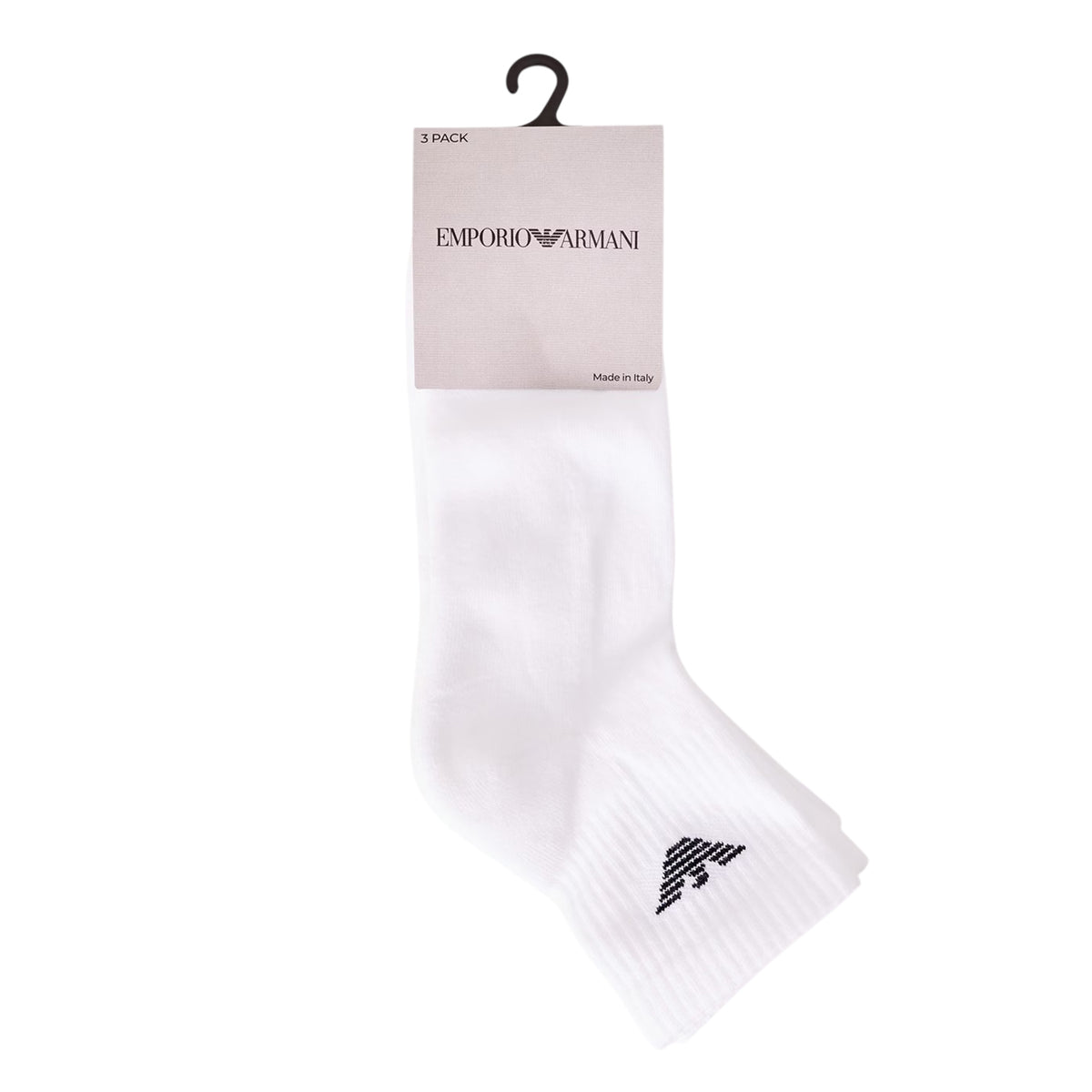 White - Side - Emporio Armani Mens Logo Trainer Socks (Pack of 3)