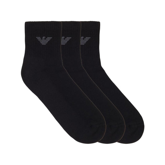 Black - Front - Emporio Armani Mens Logo Trainer Socks (Pack of 3)