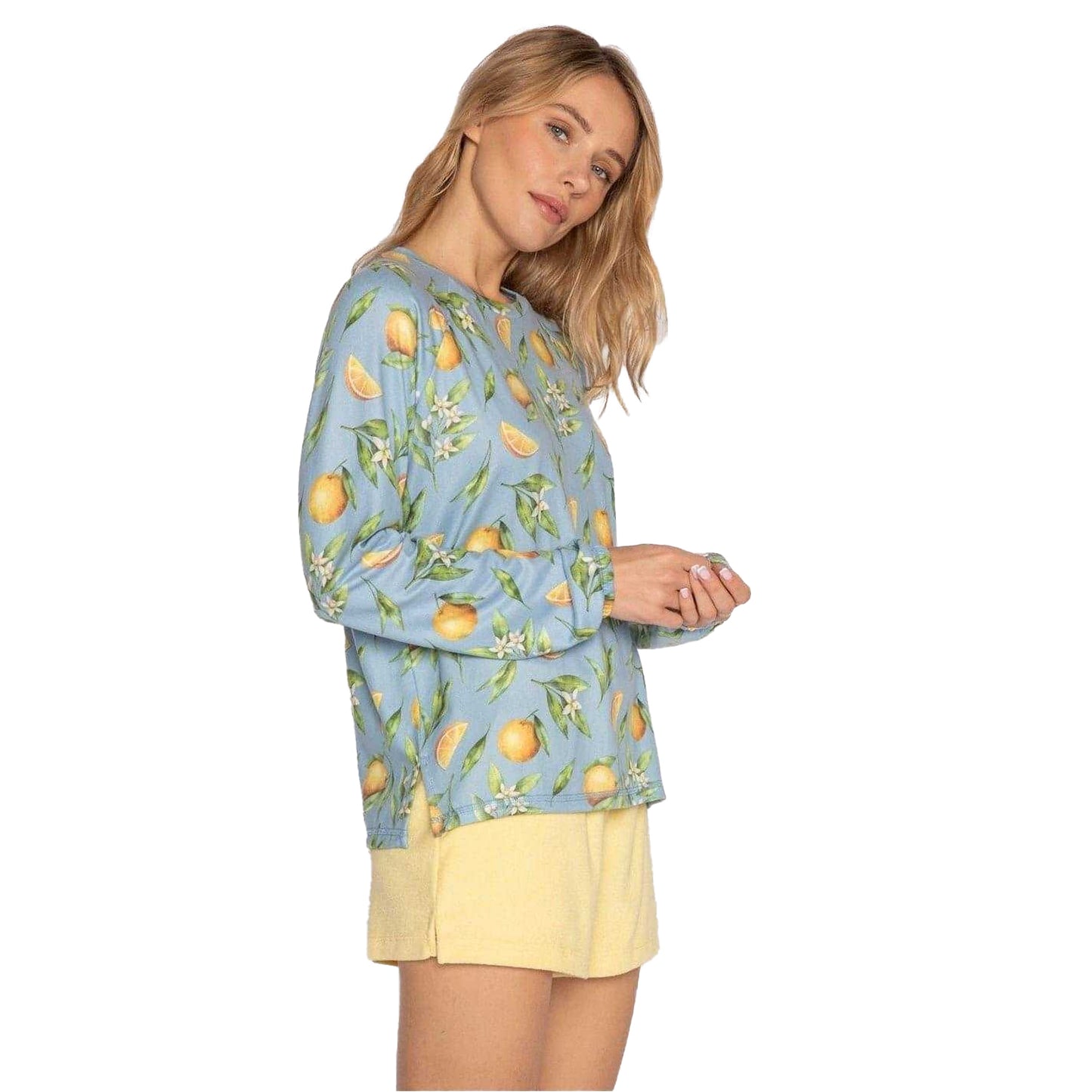 Light Blue - Pack Shot - PJ Salvage Womens-Ladies Orange Jersey Long-Sleeved Top