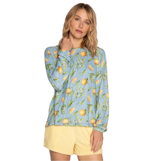 Light Blue - Front - PJ Salvage Womens-Ladies Orange Jersey Long-Sleeved Top