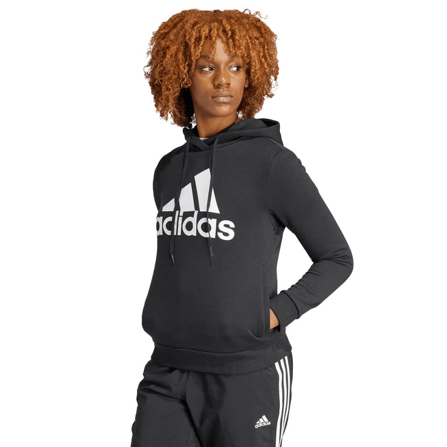 Black - Side - Adidas Womens-Ladies Essentials Big Logo Fleece Hoodie