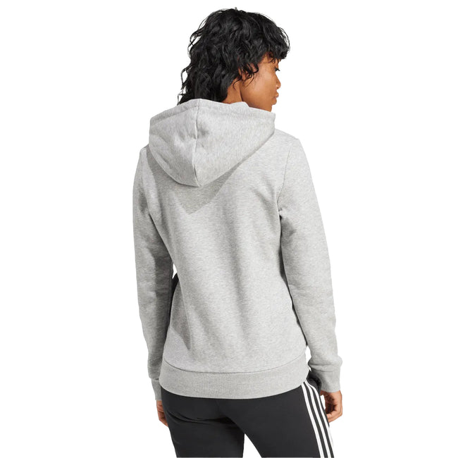 Grey - Back - Adidas Womens-Ladies Essentials Big Logo Fleece Hoodie