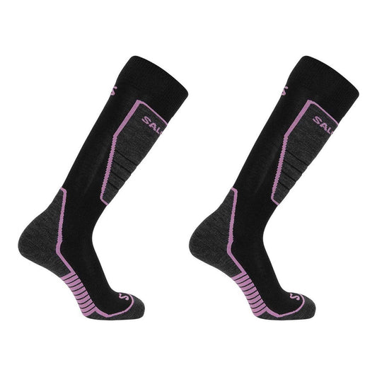 Black - Front - Salomon Womens-Ladies Cushioned Wool Ski Socks (Pack of 2)