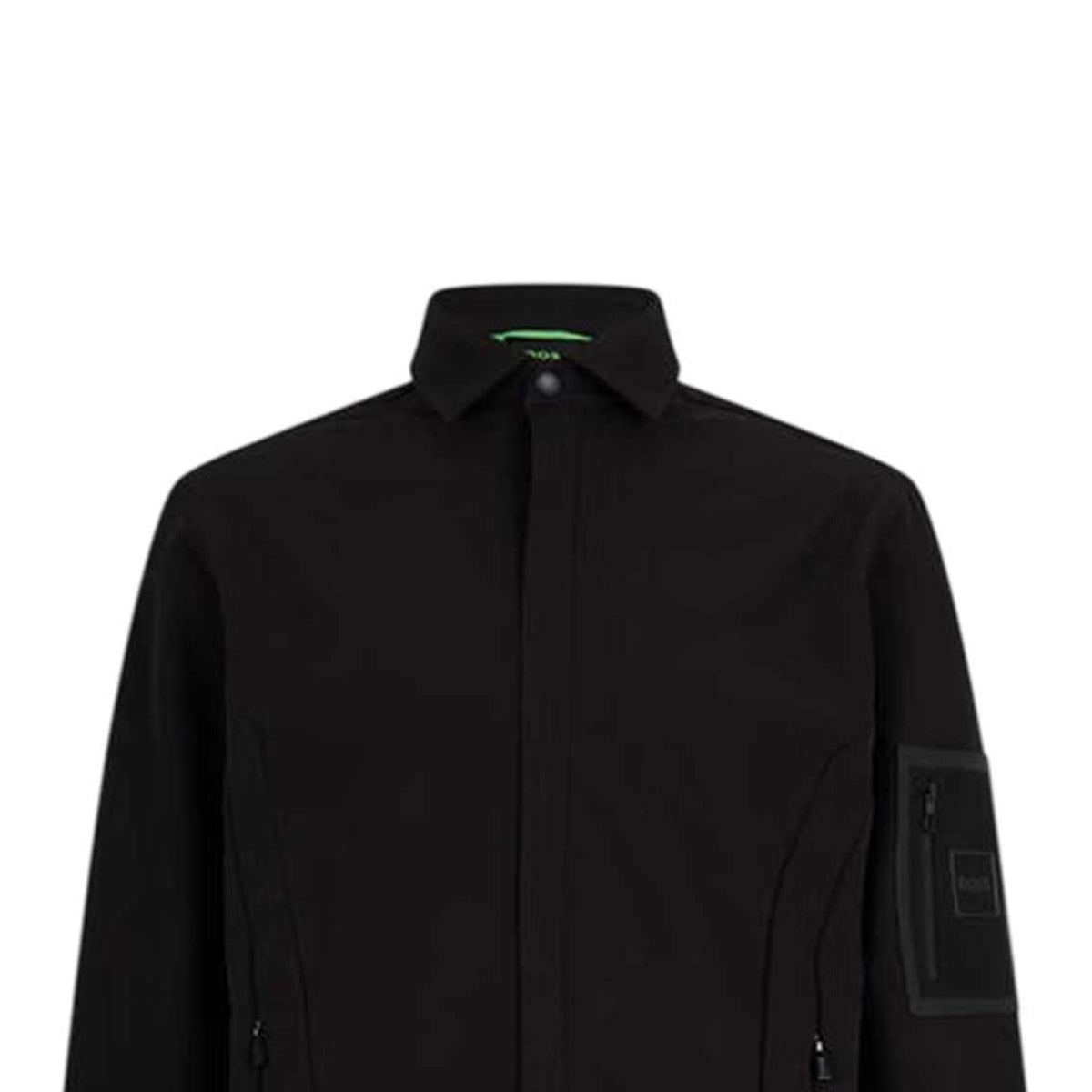 Black - Side - Boss Mens Expedit Oxford Zip Pocket Overshirt