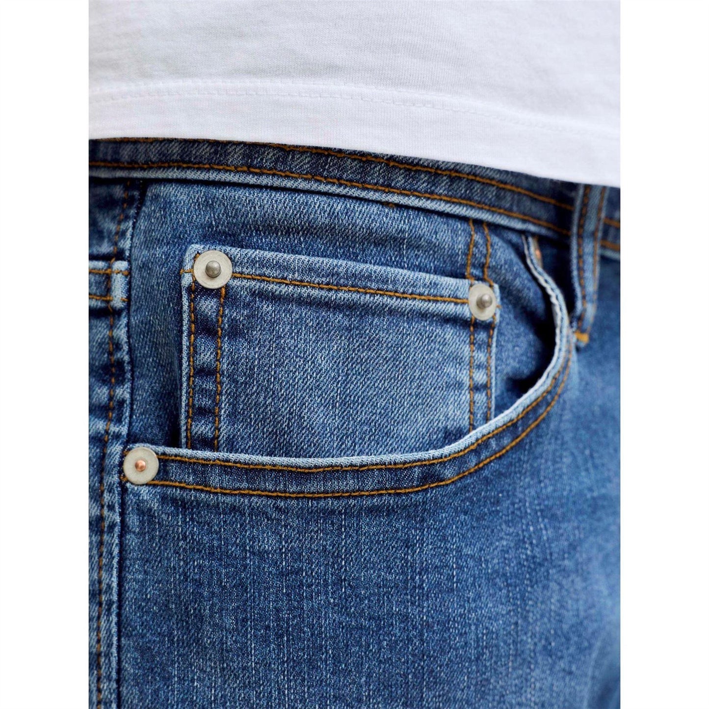 Blue Denim - Pack Shot - Jack And Jones Mens Clark Original 5 Pockets Tapered Jeans