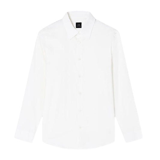 Off White - Front - Armani Exchange Mens Textured Point Collar Shirt