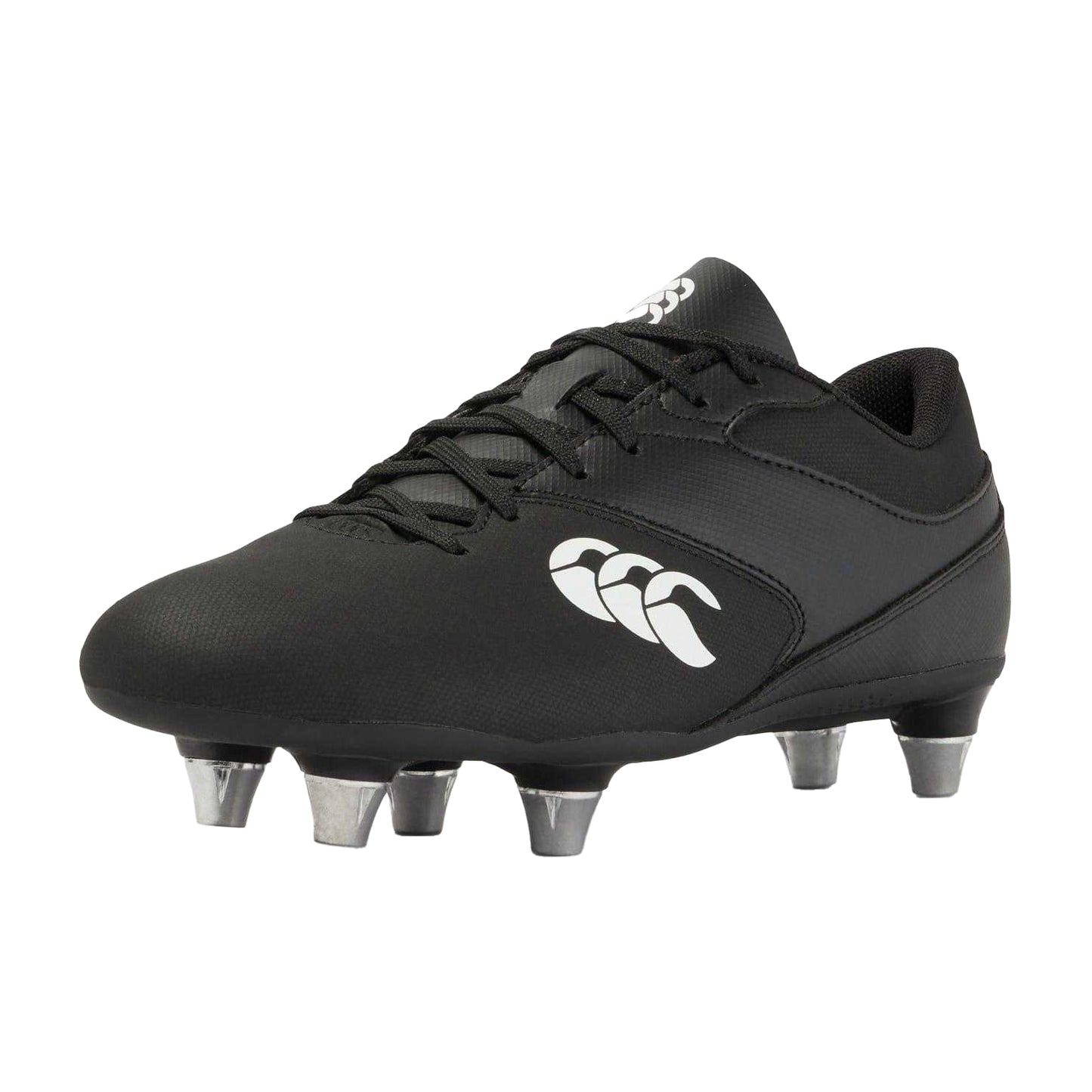 Black-White - Pack Shot - Canterbury Childrens-Kids Phoenix Raze SG Regular Soft Ground Rugby Boots