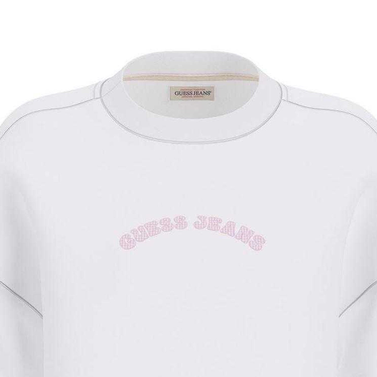 White - Side - Guess Womens-Ladies Logo Crop Sweatshirt