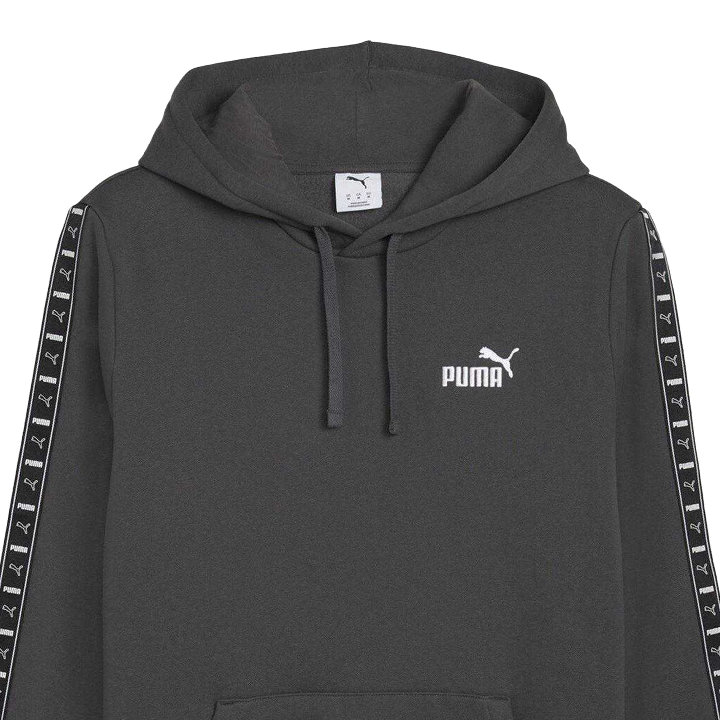 Grey - Side - Puma Mens Fleece Branded Tape Hoodie