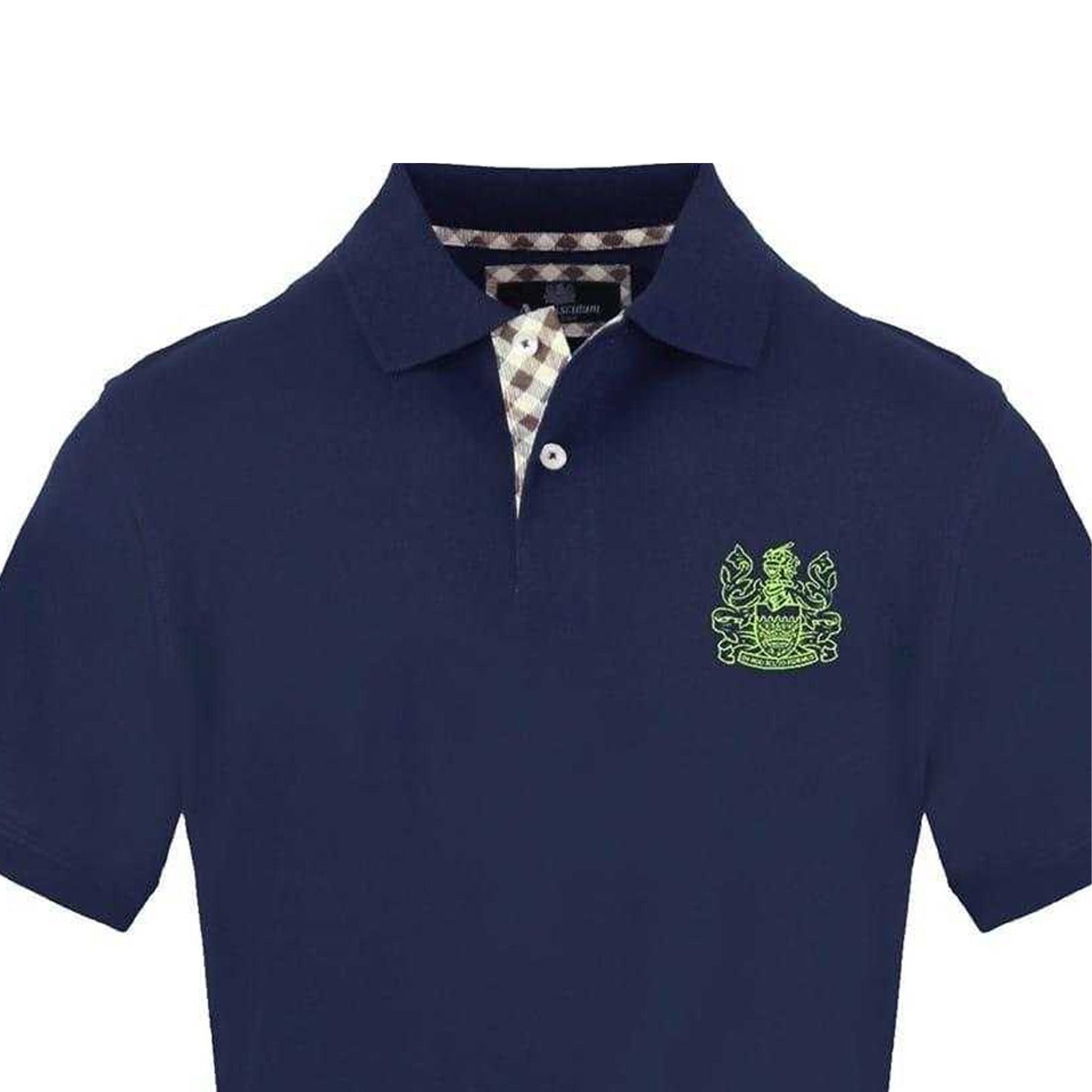 Navy - Side - Aquascutum Mens Embroidered Logo Collared Short-Sleeved Polo Shirt