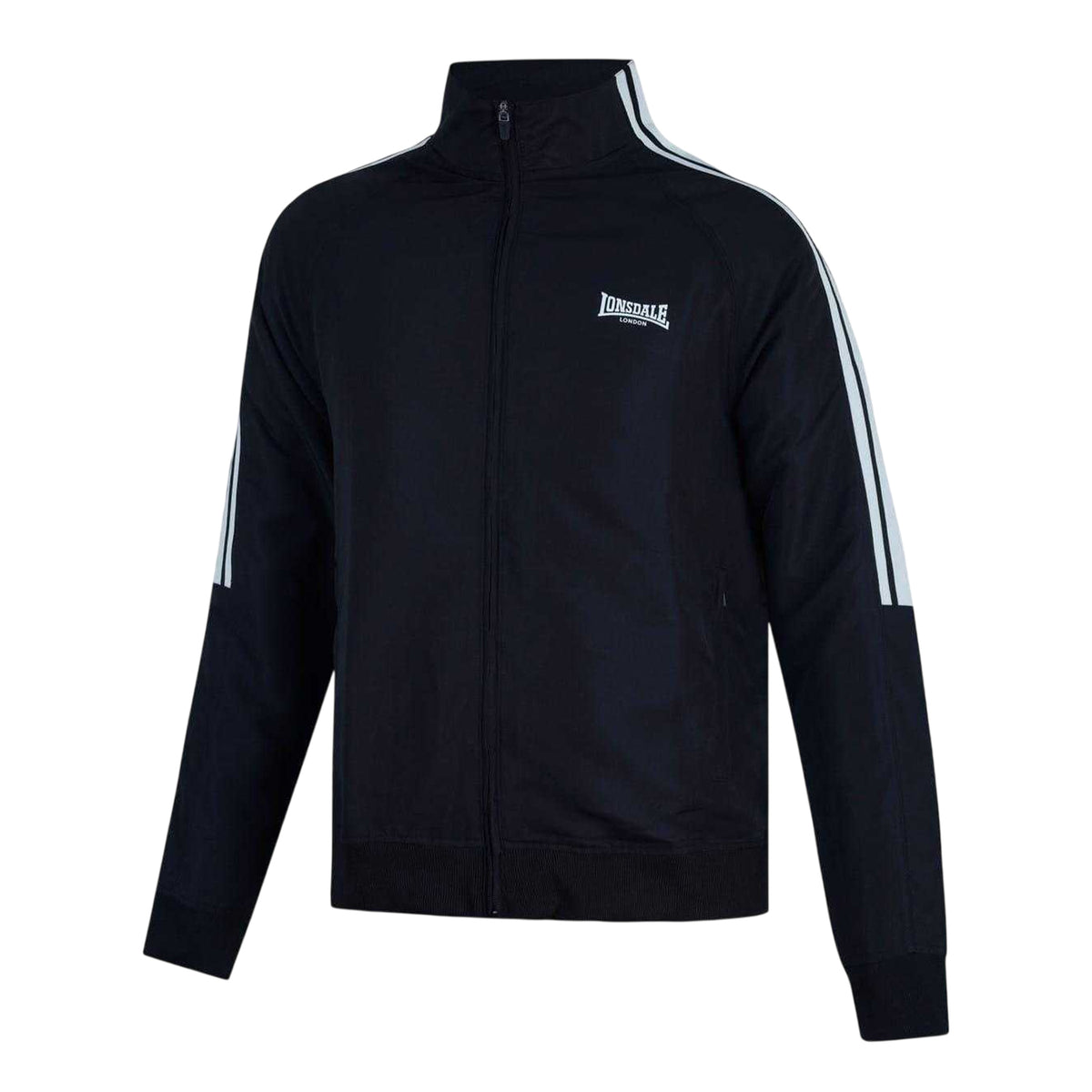 Black - Side - Lonsdale Mens Stripes Track Jacket