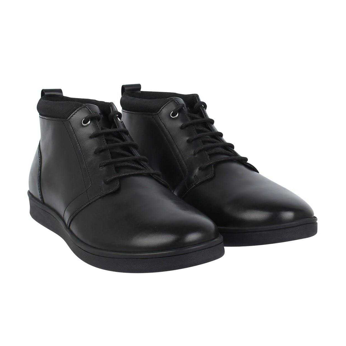 Black - Pack Shot - Firetrap Mens Elgan Leather Flat Boots