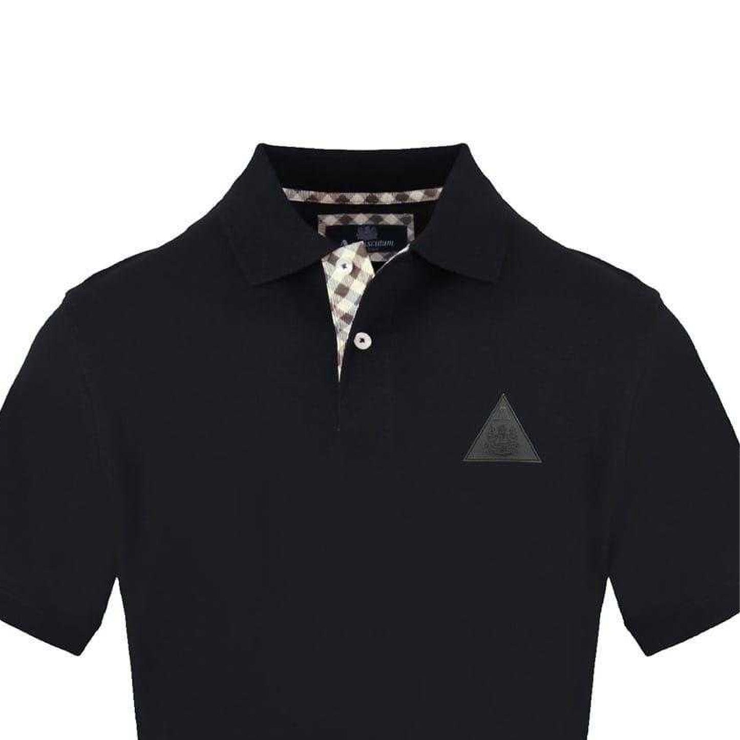 Black - Side - Aquascutum Mens Collared Short-Sleeved Polo Shirt